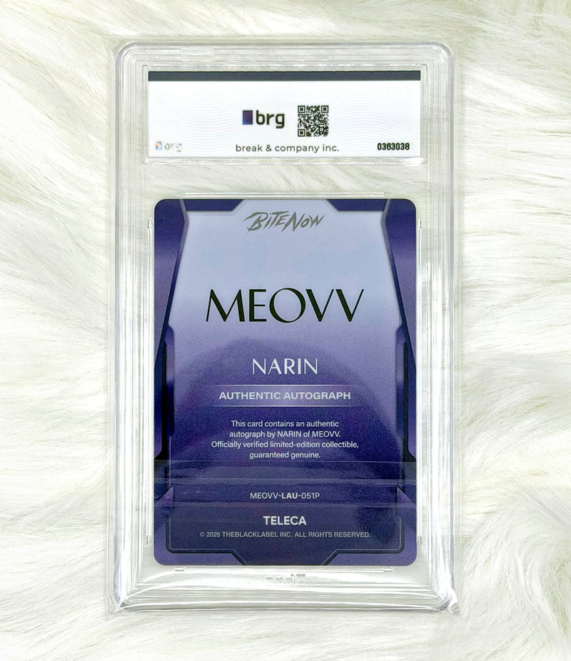 MEOVV Narin 2026 TELECA Limited Autograph Purple 32/50 | BRG AUTH, back