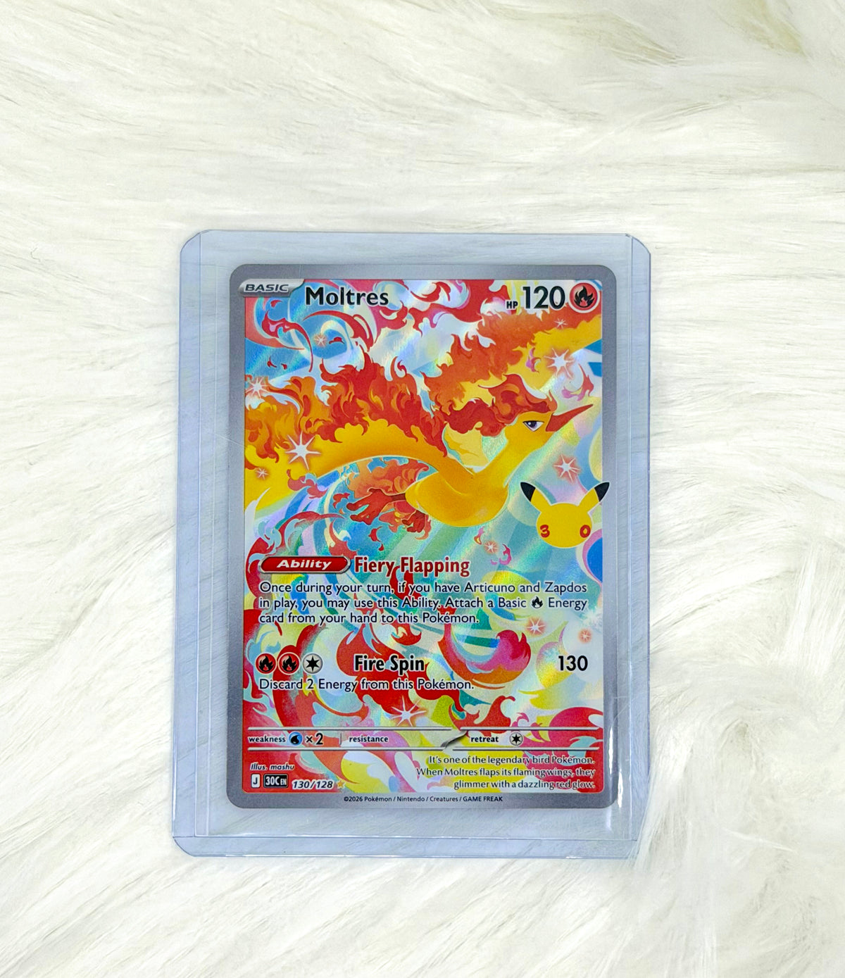Pokémon TCG Moltres 130/128 | 30th Celebration | Illustration Rare | English | Near Mint