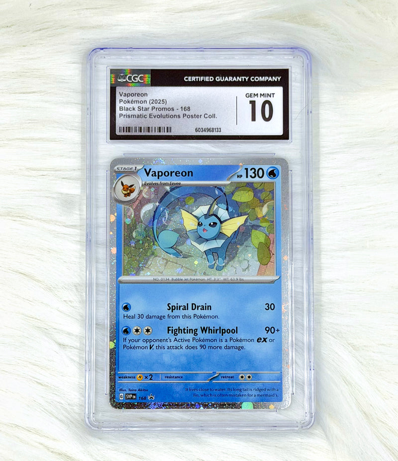 Pokémon TCG Vaporeon SVP 168 | Black Star Promo | Prismatic Evolutions Poster Collection | CGC Gem Mint 10