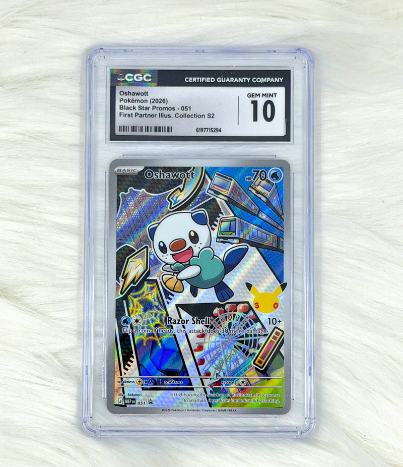 Pokémon TCG Oshawott MEP 051 | Black Star Promo | First Partner Illustration Collection S2 | CGC Gem Mint 10