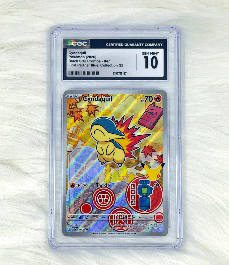 Pokémon TCG Cyndaquil MEP 047 | Black Star Promo | First Partner Illustration Collection S2 | CGC Gem Mint 10