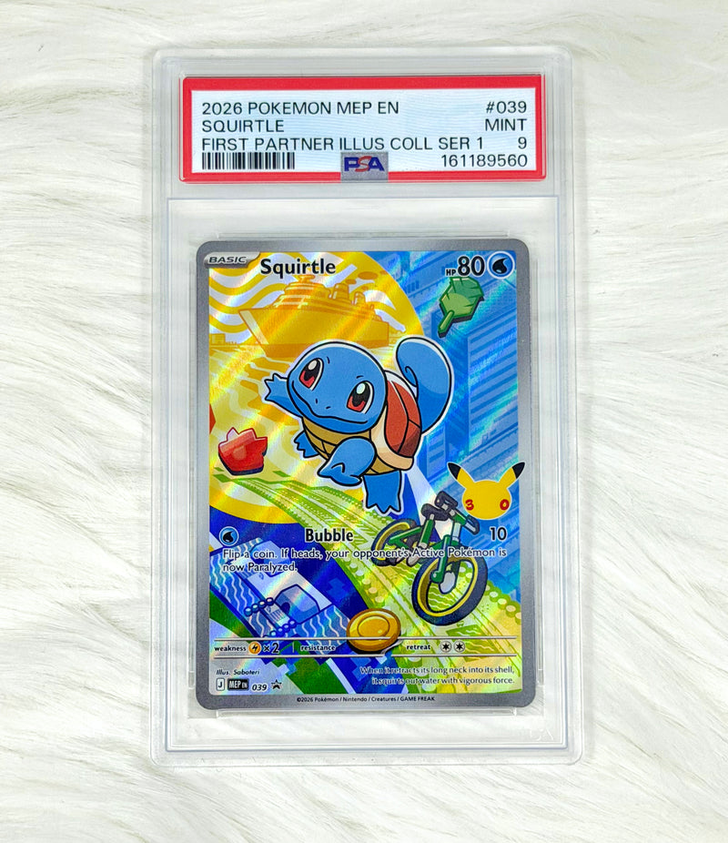 Pokémon TCG Squirtle MEP 039 | Black Star Promo | First Partner Illustration Collection S1 | PSA 9