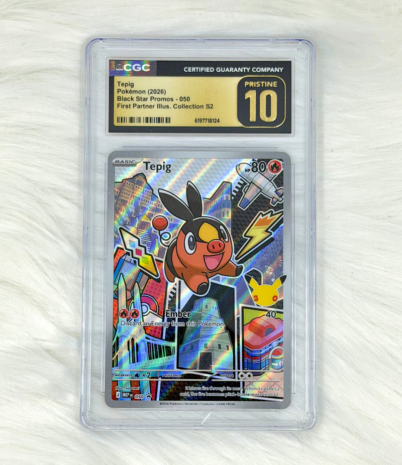 Pokémon TCG Tepig MEP 050 | Black Star Promo | First Partner Illustration Collection S2 | CGC Pristine 10