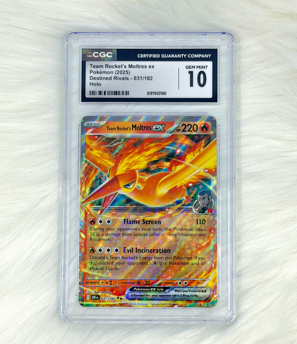 Pokémon TCG Team Rocket's Moltres ex 031/182 | Destined Rivals | Double Rare | CGC 10