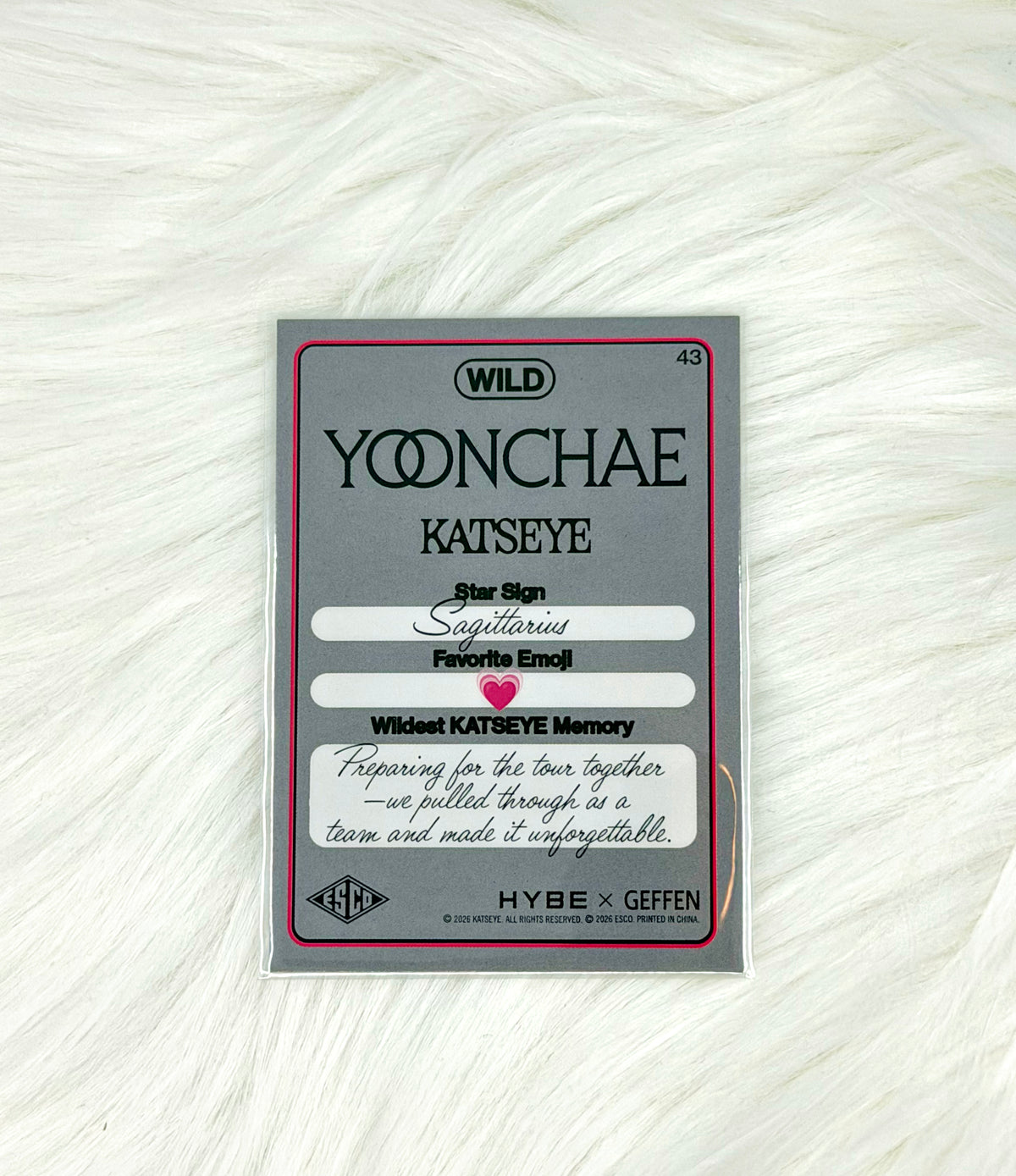KATSEYE Yoonchae 2026 ESCO WILD Trading Card #43 | Base