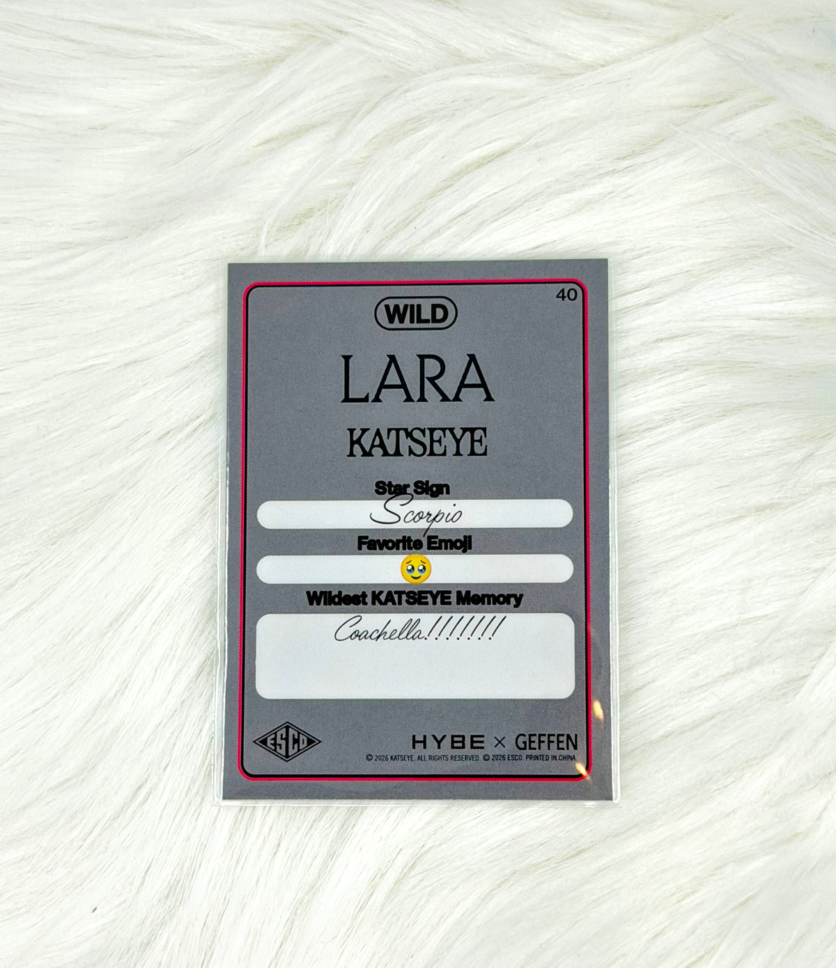 KATSEYE Lara 2026 ESCO WILD Trading Card #40 | Base