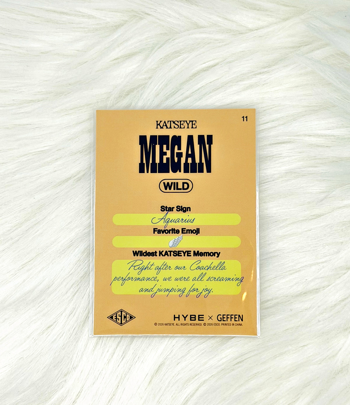 KATSEYE Megan 2026 ESCO WILD Trading Card #11 | Base