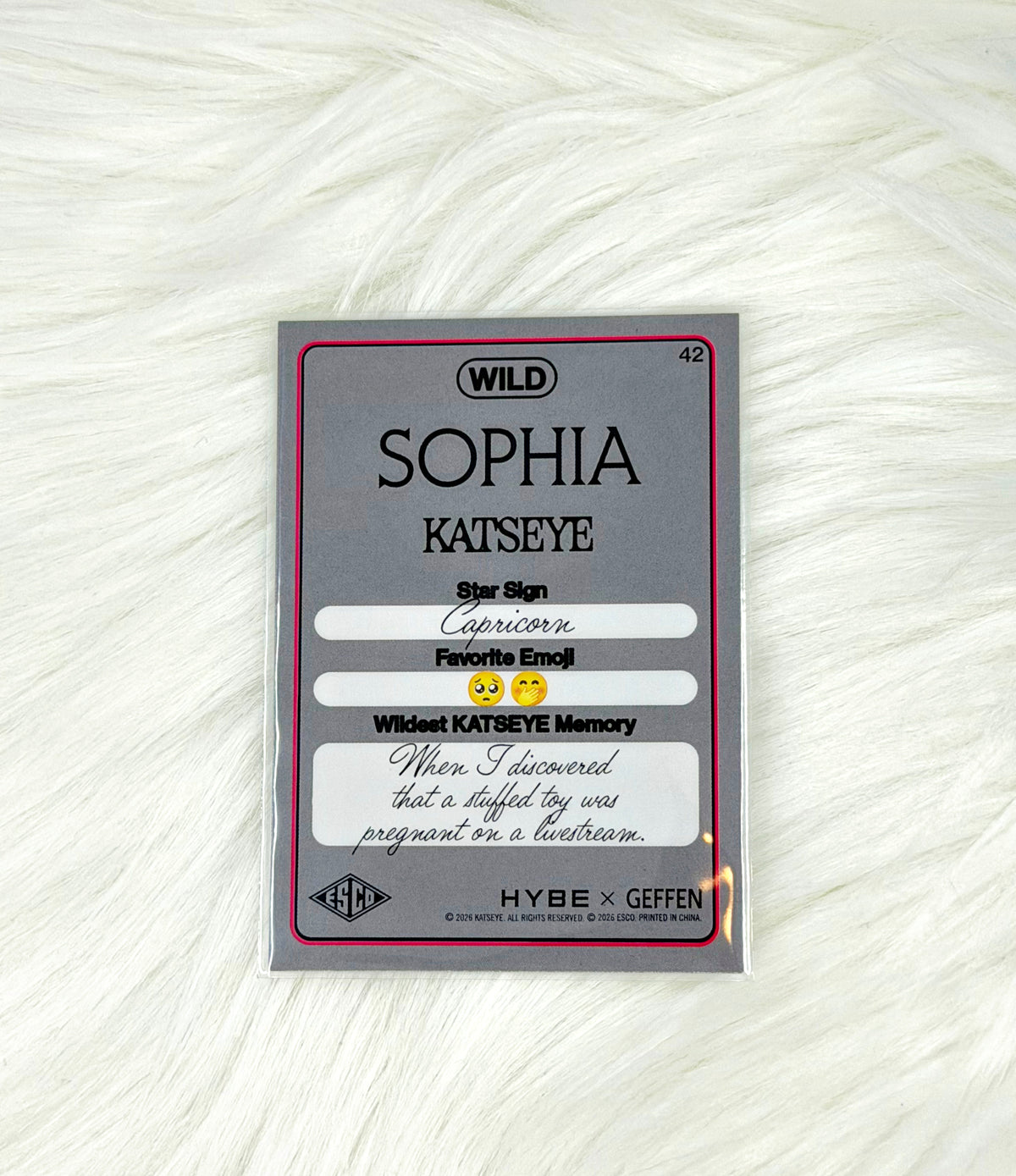 KATSEYE Sophia 2026 ESCO WILD Trading Card #42 | Base