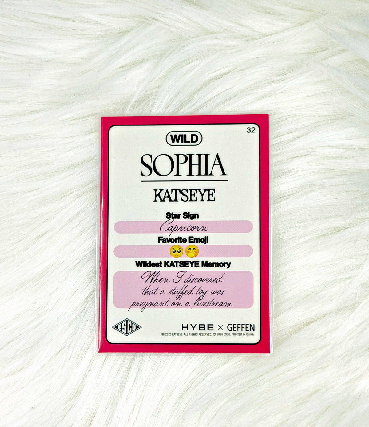 KATSEYE Sophia 2026 ESCO WILD Trading Card #32 | Base