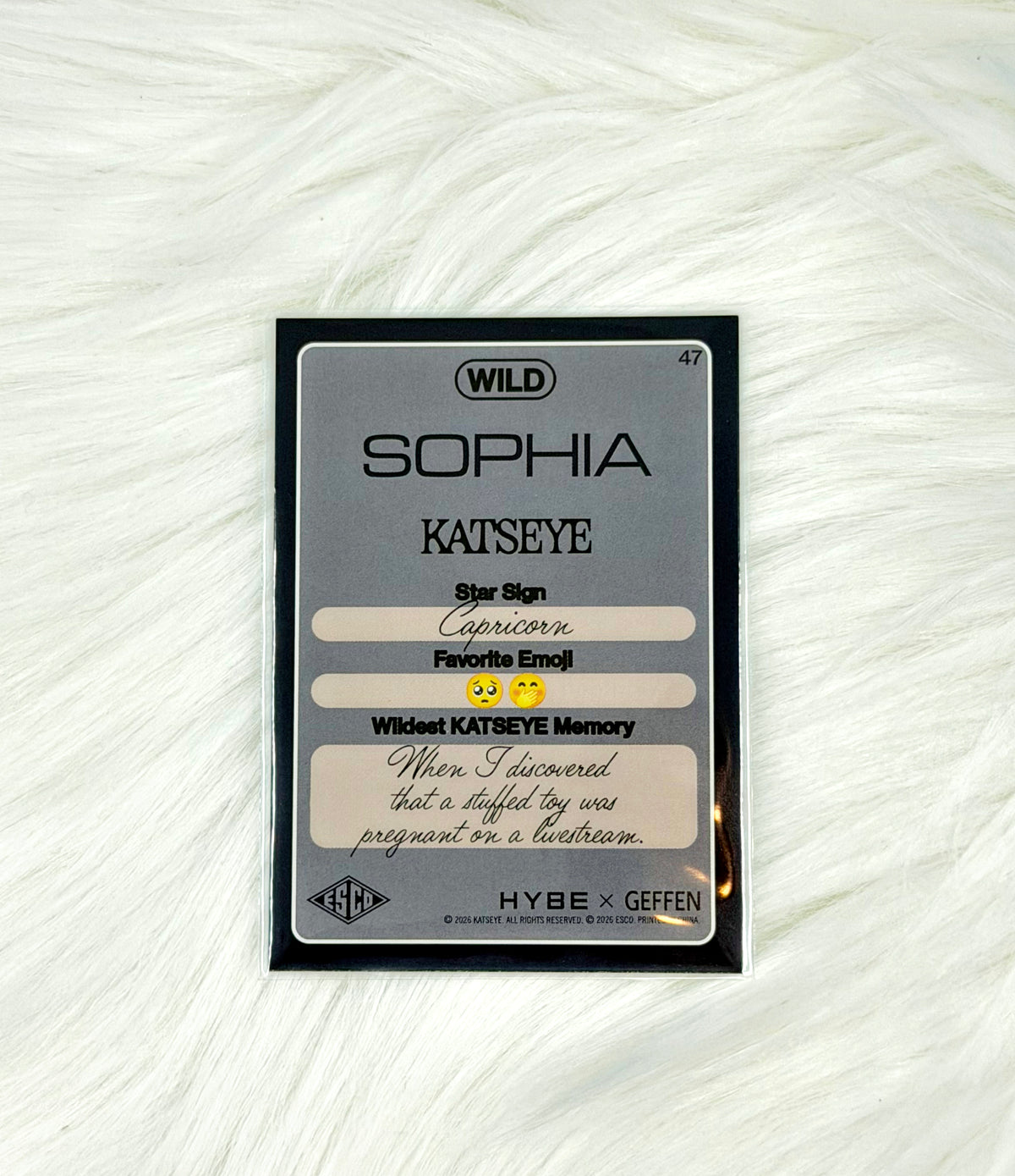 KATSEYE Sophia 2026 ESCO WILD Trading Card #47 | Base